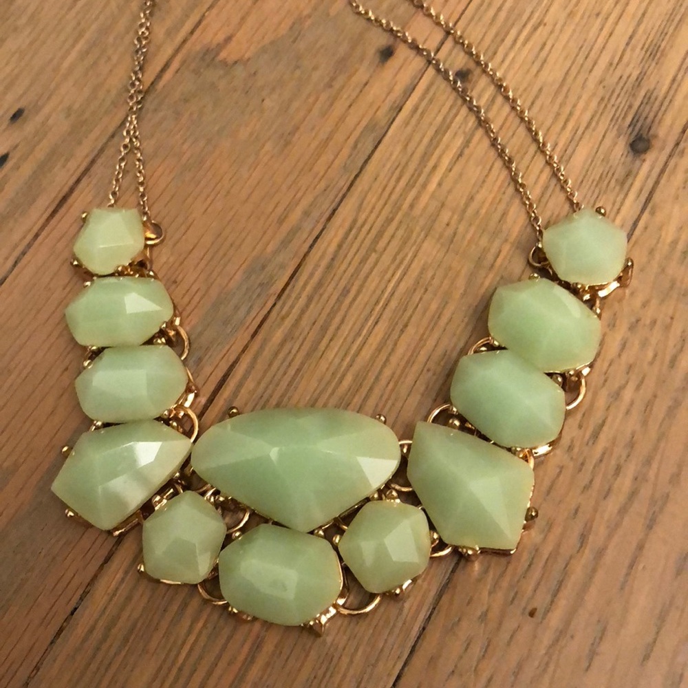 Francesca’s green jade necklace with gold clasps